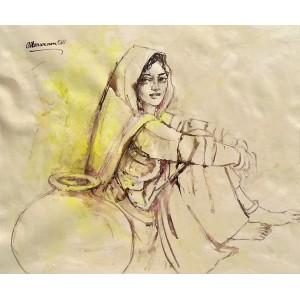 Moazzam Ali, 20 x 24 Inch, Watercolor on Paper, Figurative Painting, AC-MOZ-103